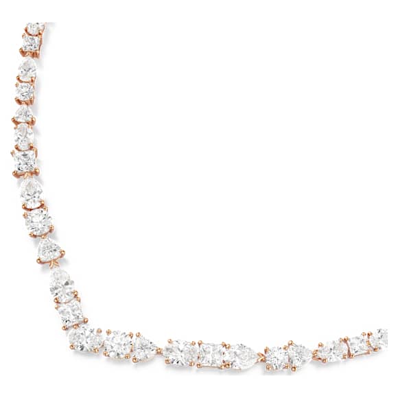 Mesmera necklace, Mixed cuts, White, Rose gold-tone plated - Swarovski, 5728001