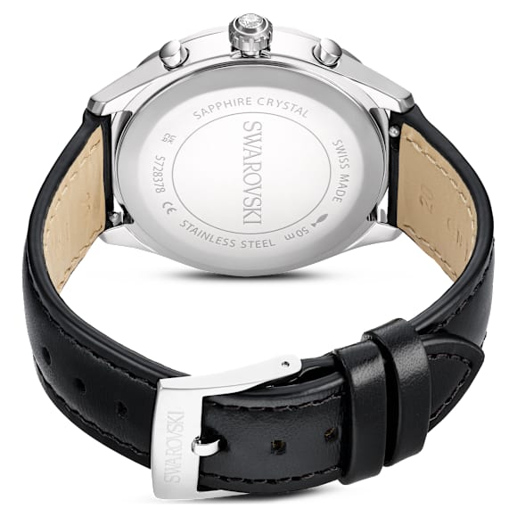 Dextera tachymetre 워치, 스위스 메이드, 레더 스트랩, 실버 톤, 스테인리스 스틸 - Swarovski, 5728378