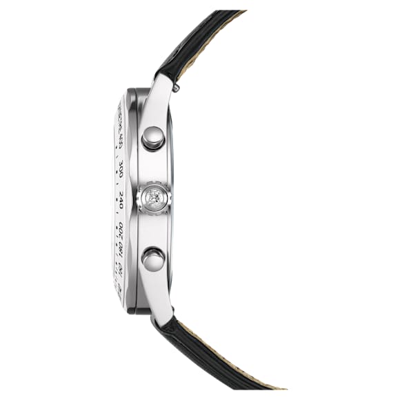 Dextera tachymetre watch, Swiss Made, Leather strap, Silver tone, Stainless steel - Swarovski, 5728378