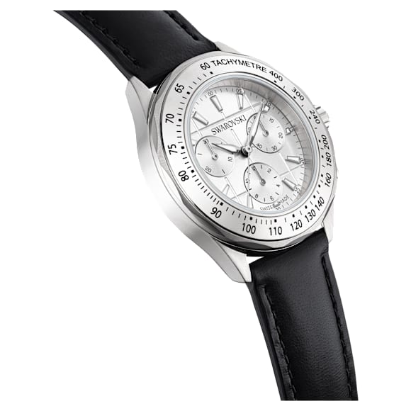 Dextera tachymetre 워치, 스위스 메이드, 레더 스트랩, 실버 톤, 스테인리스 스틸 - Swarovski, 5728378