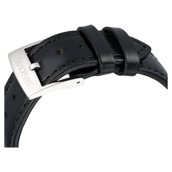 Dextera tachymetre watch, Swiss Made, Leather strap, Silver tone, Stainless steel - Swarovski, 5728378