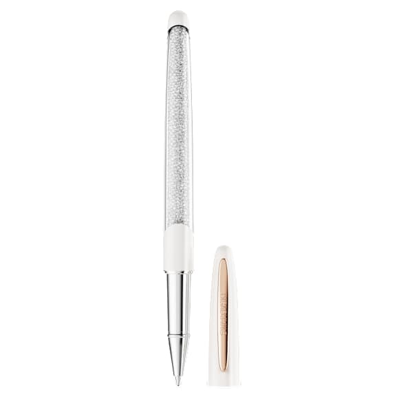 Crystalline Nova Rollerball Pen, 白色, 鍍玫瑰金色調 - Swarovski, 5728390