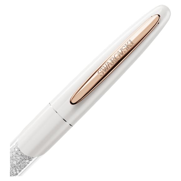 Crystalline Nova Rollerball Pen, 白色, 鍍玫瑰金色調 - Swarovski, 5728390