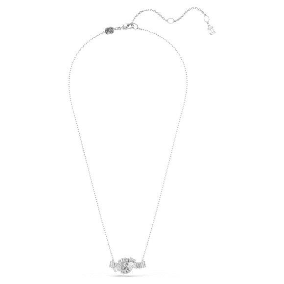 Matrix pendant, Baguette cut, Knot, White, Rhodium plated - Swarovski, 5728553