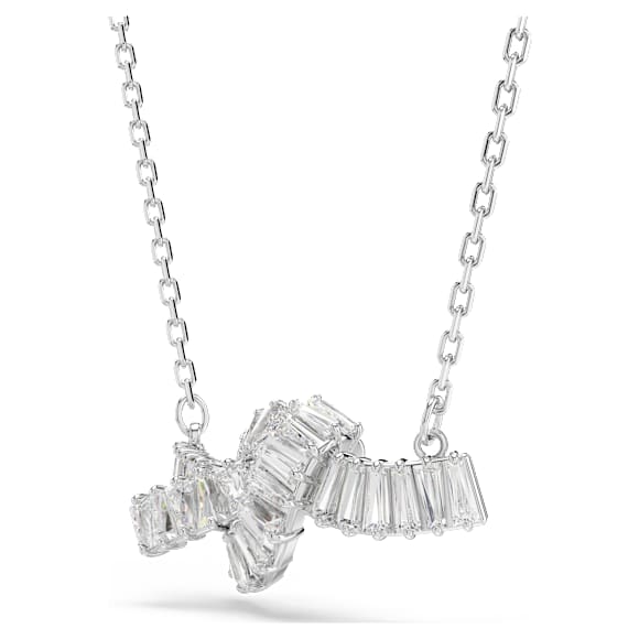 Matrix pendant, Baguette cut, Knot, White, Rhodium plated - Swarovski, 5728553