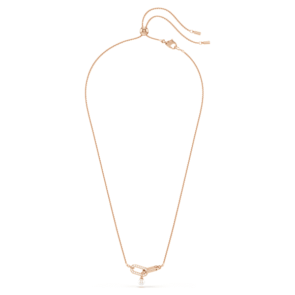 Constella pendant, Crystal pearl, Round cut, White, Rose gold-tone plated - Swarovski, 5728589