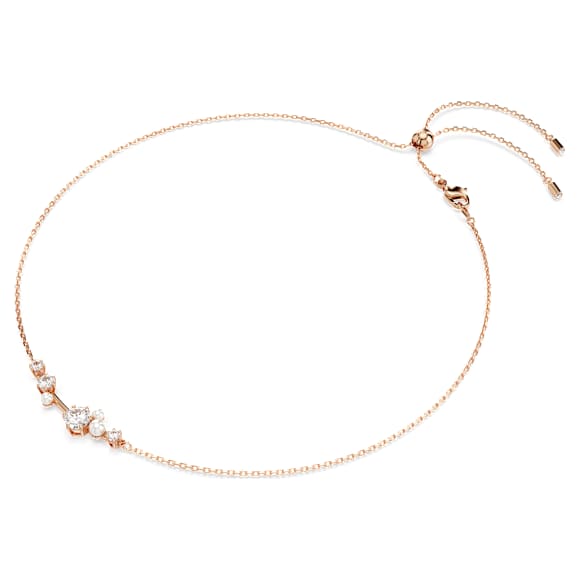 Náhrdelník Constella, Křišťálová perla, Kulaté výbrusy, Bílá, Pokoveno v růžovozlatém odstínu - Swarovski, 5729504