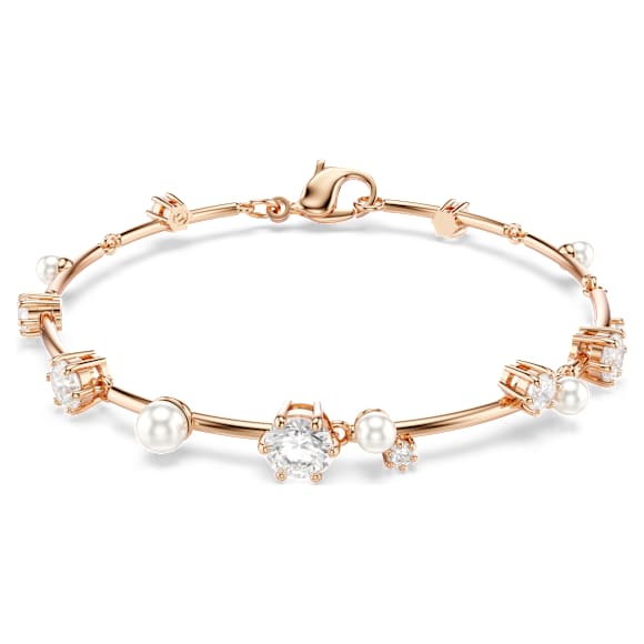 Zapestnica Constella, Kristalni biser, Okrogli rezi, Bela, V videzu rožnatega zlata 18K - Swarovski, 5729505