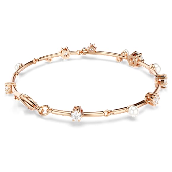 Constella 手鏈, 水晶珍珠，圓形切割, 白色, 18K 金（玫瑰金色）飾面 - Swarovski, 5729505