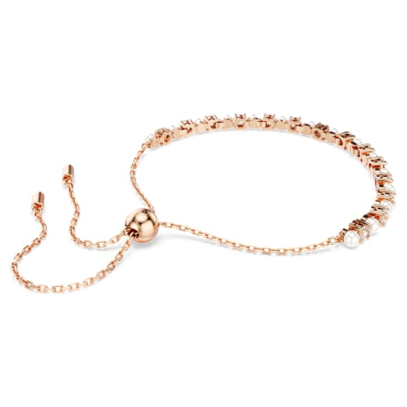 Matrix Bileklik, Kristal inci, Yuvarlak kesimler, Beyaz, Pembe altın rengi kaplama - Swarovski, 5729506