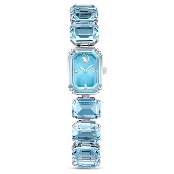 Saat, Sekizgen kesim bileklik, Mavi, Paslanmaz çelik | Swarovski