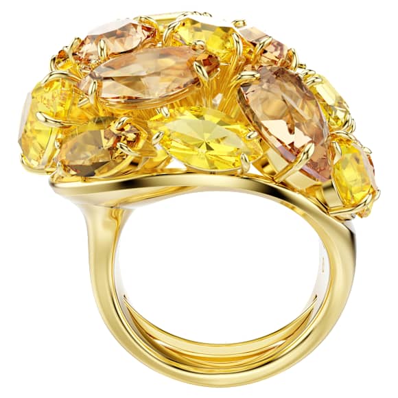 Gema 個性戒指, 混合式切割, 黃色, 鍍金（金色飾面） - Swarovski, 5730075