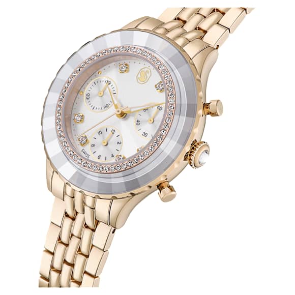 Octea chrono horloge, Swiss Made, Metalen armband, Goudkleurig, Champagnegoudkleurige afwerking - Swarovski, 5730194