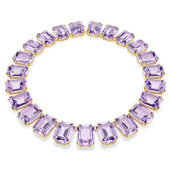 Millenia Halskette, Übergroße Kristalle, Oktagon-Schliff, Violett, 18K Goldbeschichtet - Swarovski, 5730323