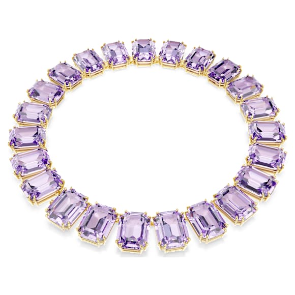 Millenia Tennis necklace, Oversized crystals, Octagon cut, Purple, Gold-tone plated - Swarovski, 5730323