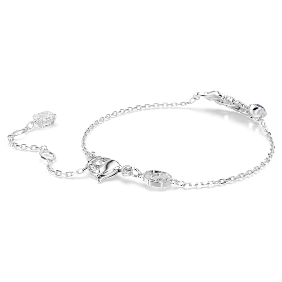 Idyllia armband, Verschillende slijpvormen, Veer, Blauw, Rodium toplaag - Swarovski, 5730359