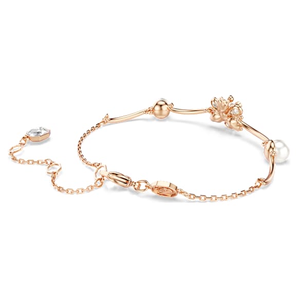 Idyllia 手链, 仿水晶珍珠, 混合切割, 花朵, 流光溢彩, 镀玫瑰金色调 - Swarovski, 5730361
