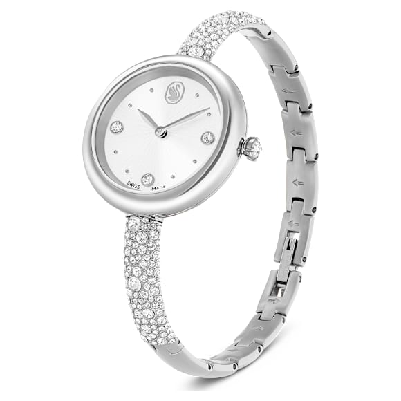 Sublima bangle watch, Swiss Made, Metal bracelet, Silver tone, Stainless steel - Swarovski, 5730369