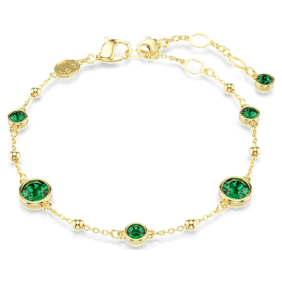Imber bracelet, Round cut, Green, 18K gold finish - Swarovski, 5730676