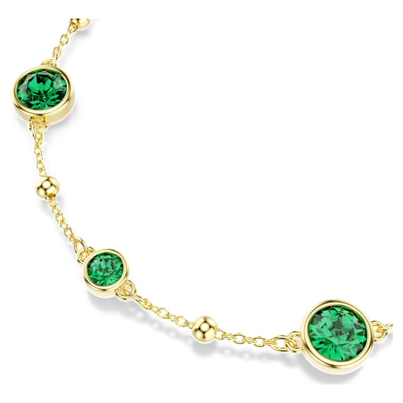 Imber bracelet, Round cut, Green, 18K gold finish - Swarovski, 5730676
