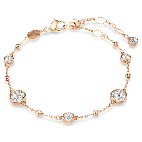 Bransoletka Imber, Szlif okrągły, Biała, Wykończenie z 18-karatowego różowego złota - Swarovski, 5730677