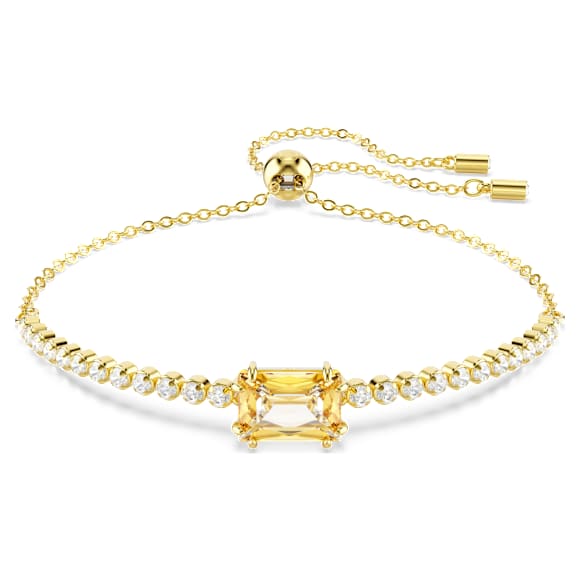Matrix Tennis bracelet, Mixed cuts, Caramel, Gold-tone plated - Swarovski, 5730699