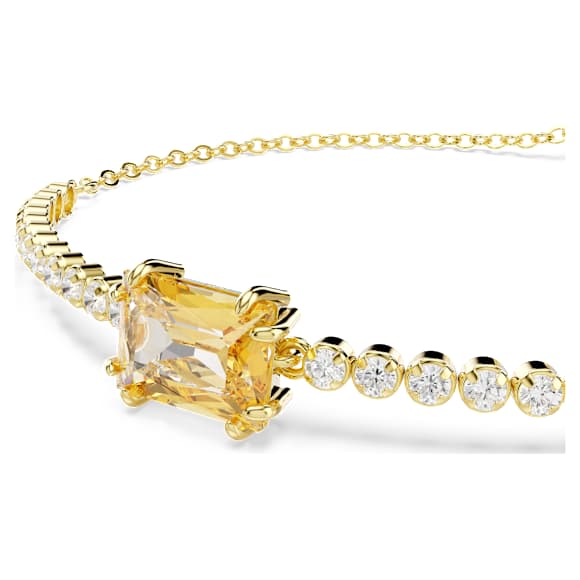 Matrix Tennis 手鏈, 混合式切割, 焦糖色, 18K 金飾面 - Swarovski, 5730699