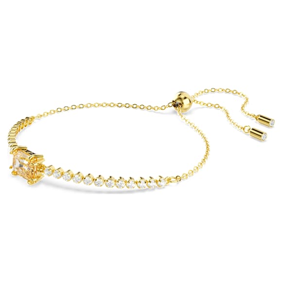 Matrix Tennis bracelet, Mixed cuts, Caramel, Gold-tone plated - Swarovski, 5730699