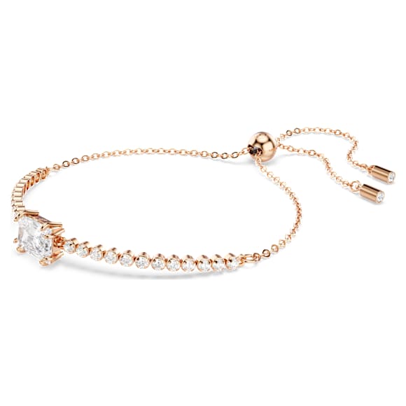 Matrix Tennis bracelet, Mixed cuts, White, Rose gold-tone plated - Swarovski, 5730706