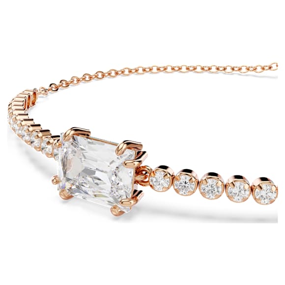 Matrix Tennis bracelet, Mixed cuts, White, Rose gold-tone plated - Swarovski, 5730706