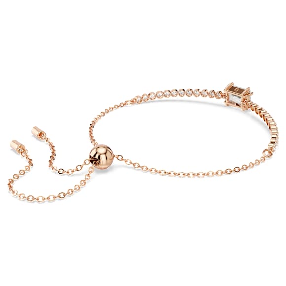 Matrix Tennis bracelet, Mixed cuts, White, Rose gold-tone plated - Swarovski, 5730706