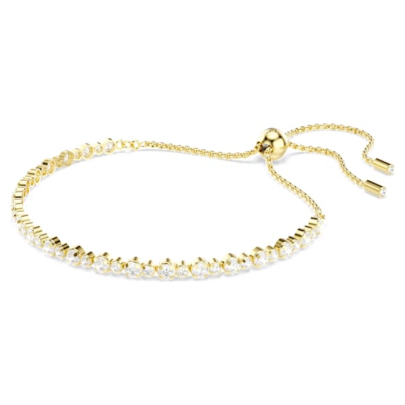 Matrix Tennis bracelet, Round cut, White, Gold-tone plated - Swarovski, 5730709