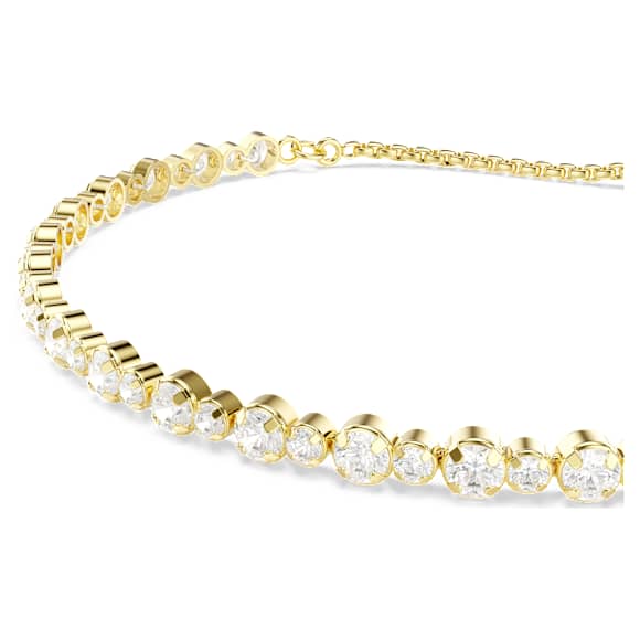 Matrix Tennis 手链, 圆形切割, 白色, 镀金色调 - Swarovski, 5730709