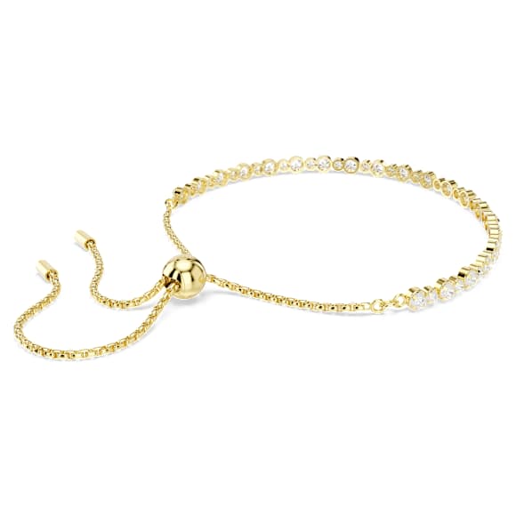Matrix Tennis bracelet, Round cut, White, Gold-tone plated - Swarovski, 5730709