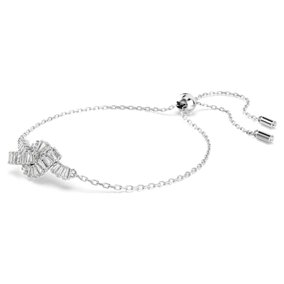Matrix Armband, Baguette-Schliff, Knoten, Weiß, Rhodiniert - Swarovski, 5731101