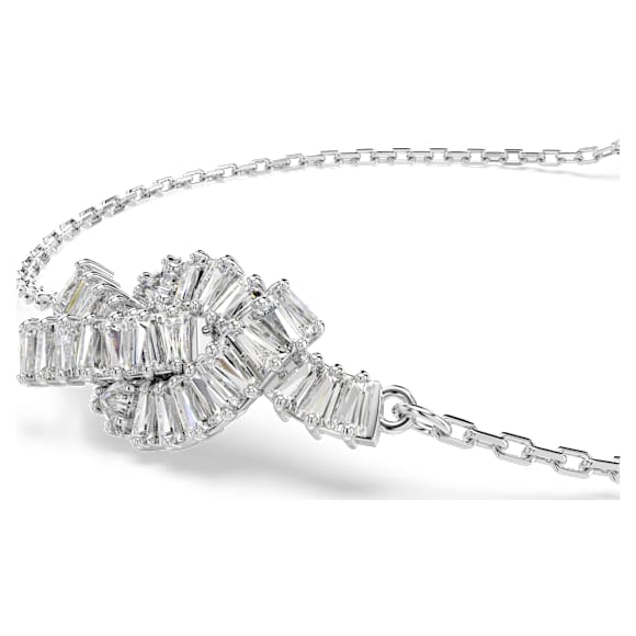 Matrix Armband, Baguette-Schliff, Knoten, Weiß, Rhodiniert - Swarovski, 5731101