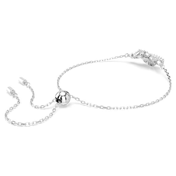 Matrix Armband, Baguette-Schliff, Knoten, Weiß, Rhodiniert - Swarovski, 5731101
