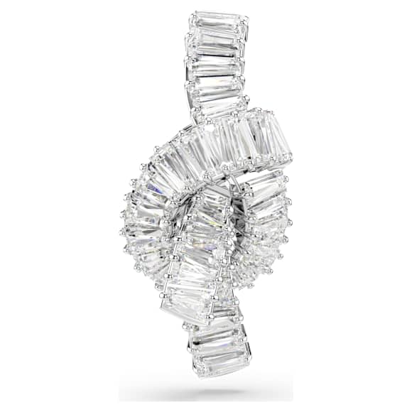 Matrix tack pin, Baguette cut, Knot, White, Rhodium plated - Swarovski, 5731102