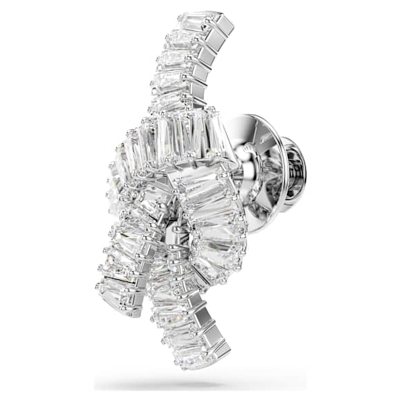 Matrix tack pin, Baguette cut, Knot, White, Rhodium plated - Swarovski, 5731102
