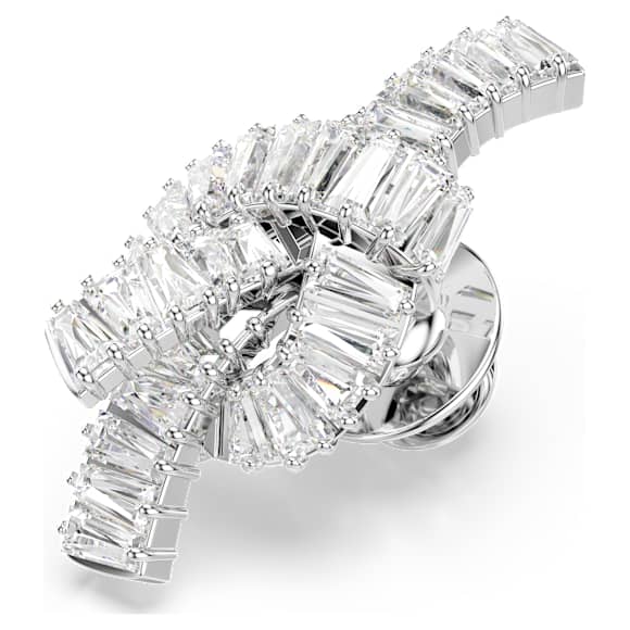Matrix tack pin, Baguette cut, Knot, White, Rhodium plated - Swarovski, 5731102