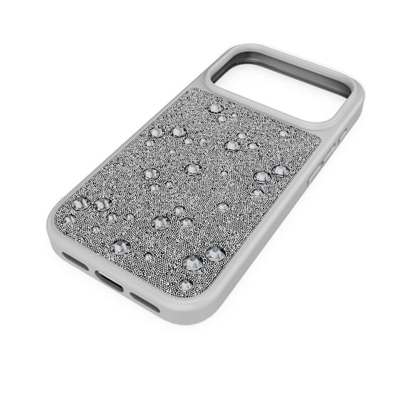 High smartphone case, Flat Back crystals, iPhone® 17 Pro, Silver tone