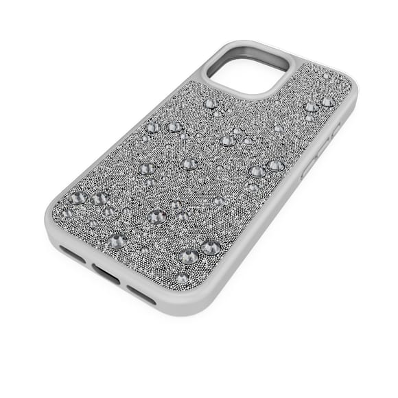 High smartphone case, Flat Back crystals, iPhone® 17, Silver tone