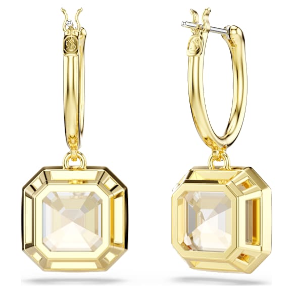 Millenia drop earrings, Square cut, Caramel, Gold-tone plated - Swarovski, 5731148