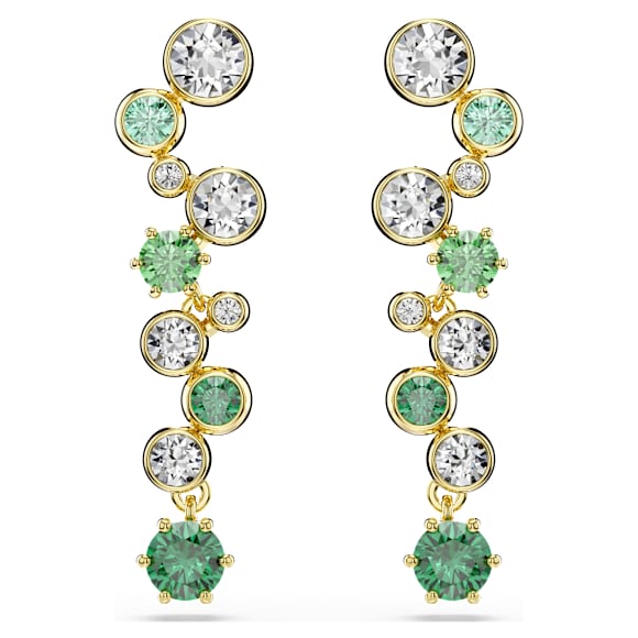 Constella drop earrings, Mixed cuts, Green, Gold-tone plated - Swarovski, 5732248