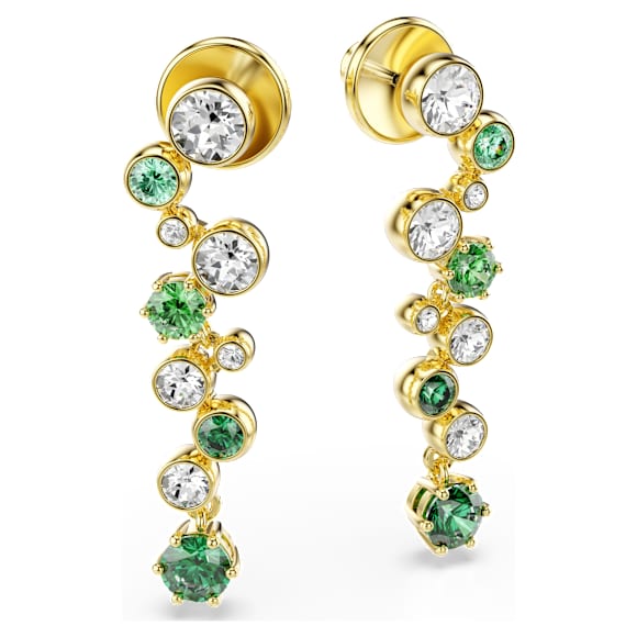 Constella drop earrings, Mixed cuts, Green, Gold-tone plated - Swarovski, 5732248