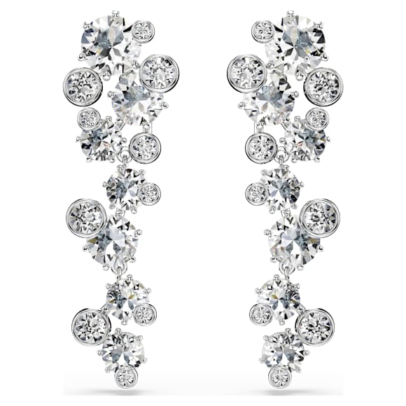 Constella drop earrings, Mixed cuts, White, Rhodium plated - Swarovski, 5732252