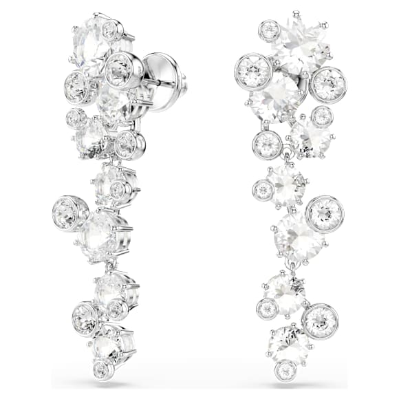 Constella drop earrings, Mixed cuts, White, Rhodium plated - Swarovski, 5732252