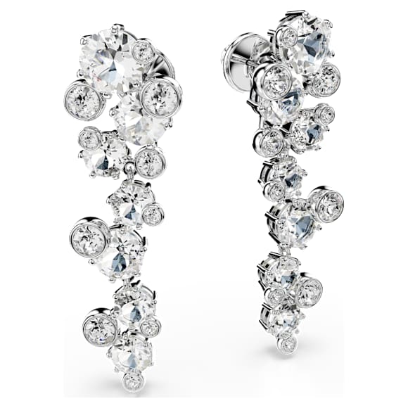 Constella drop earrings, Mixed cuts, White, Rhodium plated - Swarovski, 5732252