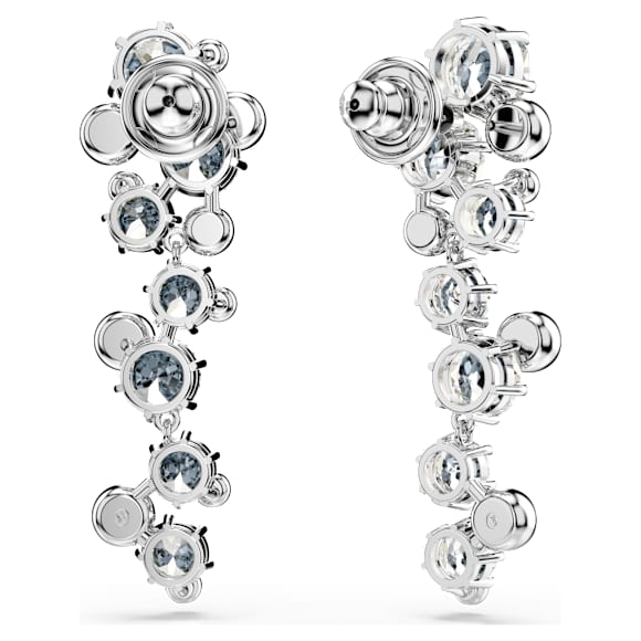 Constella drop earrings, Mixed cuts, White, Rhodium plated - Swarovski, 5732252