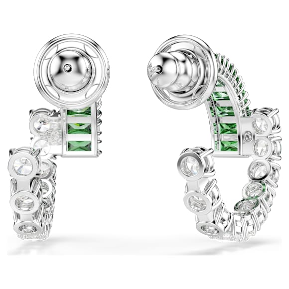 Brincos argola Matrix, Combinação de lapidações, Verdes, Lacado a ródio - Swarovski, 5732264